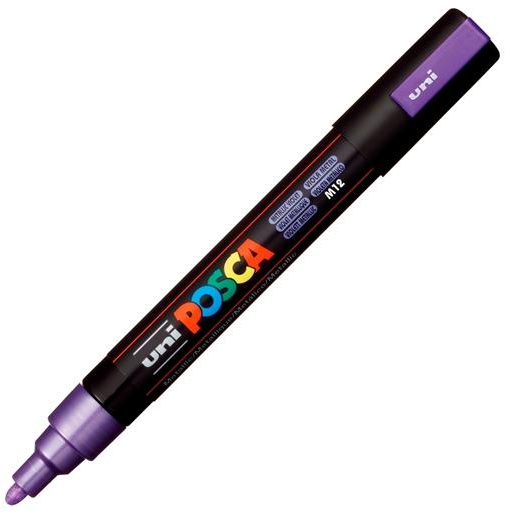 POSCA PC-5M Violeta metalico, punta Media 2.5mm Multisuperficie (cristal, madera, tela, plastico)