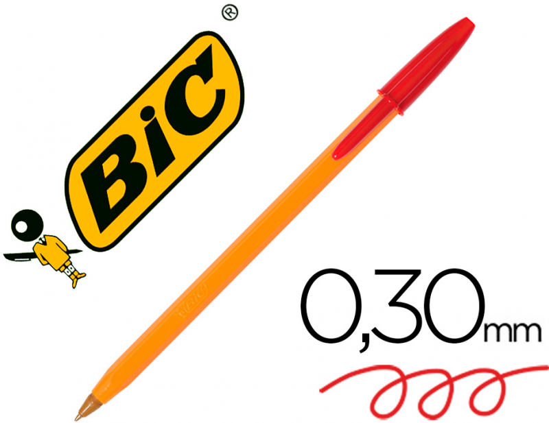 Boligrafo BIC Orange Rojo Original - BIC Naranja (Punta Fina 0,8mm)