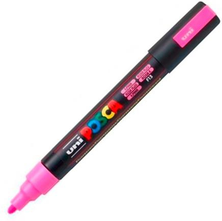 POSCA PC-5M Rosa fluor, punta Media 2.5mm Multisuperficie (cristal, madera, tela, plastico)