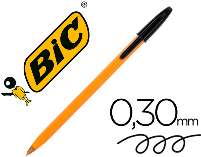 Boligrafo BIC Orange Negro Original - BIC Naranja (Punta Fina 0,8mm)