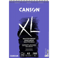 Bloc de Dibujo Canson Xl Mix Media Acuarela de 30 Hojas A3 300gr, Texturado Microperforado