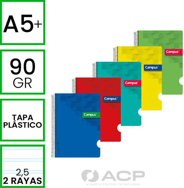 Imagen extra Cuaderno CUARTO, PAUTA 3.5mm, Tapas Plastico PP,  80 Hojas de Papel Extrablanco 90gr