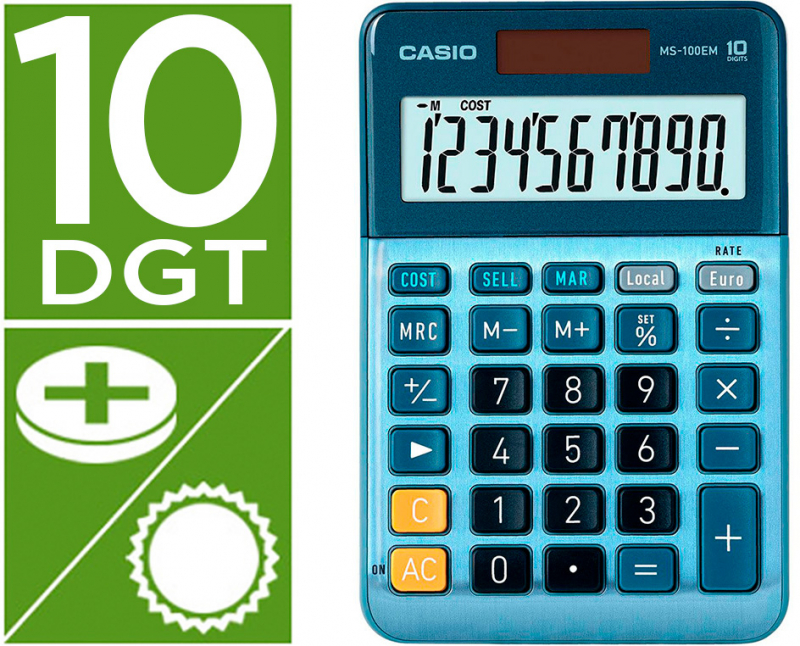 Calculadora CASIO MS-100EM (10x15cm aprox)