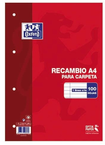 RECAMBIO A4 OXFORD 100H HORIZONTAL 90GR