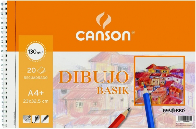 Bloc de Dibujo A4 Canson Basik con Recuadro, Microperforado, 120 Hojas 130gr 200408061
