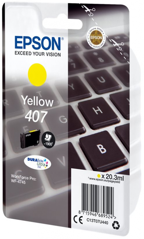 Epson 407 Amarillo Tinta Original C13T07U440
