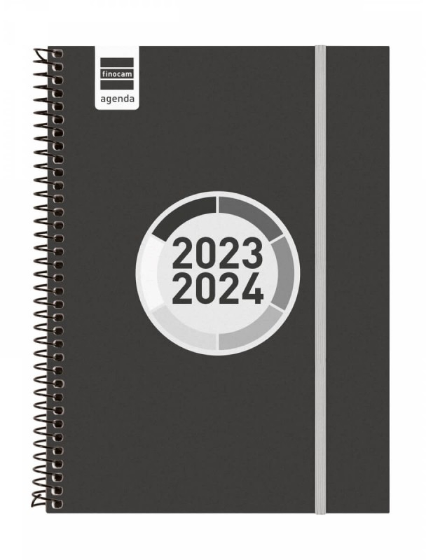 Agenda FINOCAM ESPIR LABEL E10 Semana Vista NEGRO 23-24