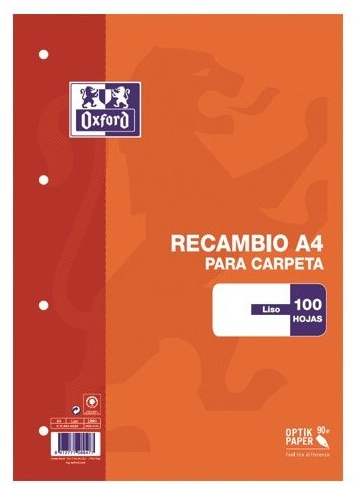 RECAMBIO A4 OXFORD 100H LISO 90GR