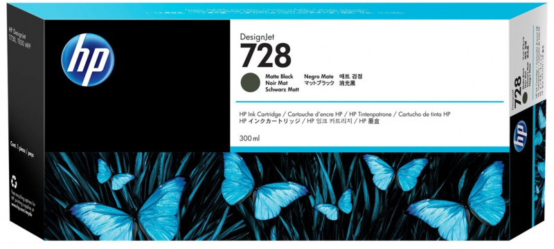 HP 728 Negro Mate Tinta Original F9J68A