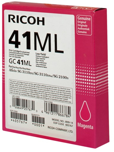 Ricoh GC41ML Magenta Cartucho de Gel Original 405767