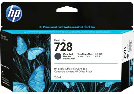 HP 728 Negro Mate Tinta Original 3WX25A