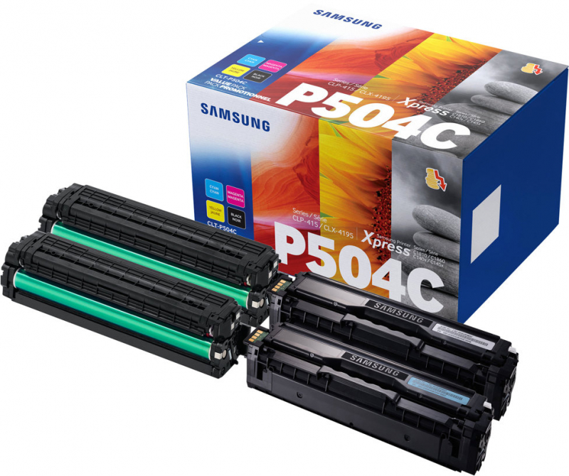 Samsung CLP415 CLX4195 Pack de 4 Cartuchos de Toner Originales CLT-P504C SU400A