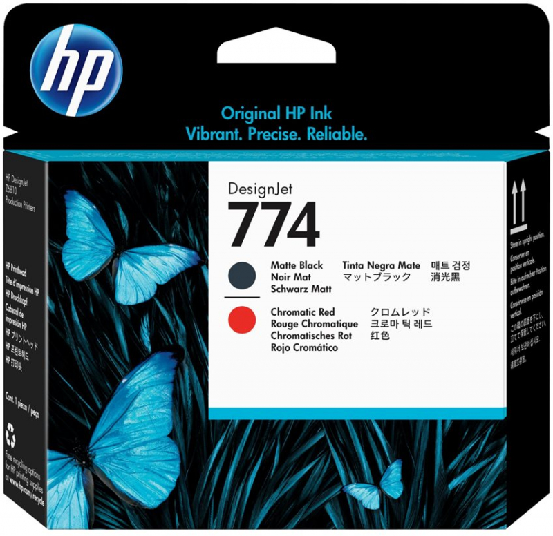 HP 774 Cabezal de Impresion Original Negro Mate, Rojo Cromatico P2V97A