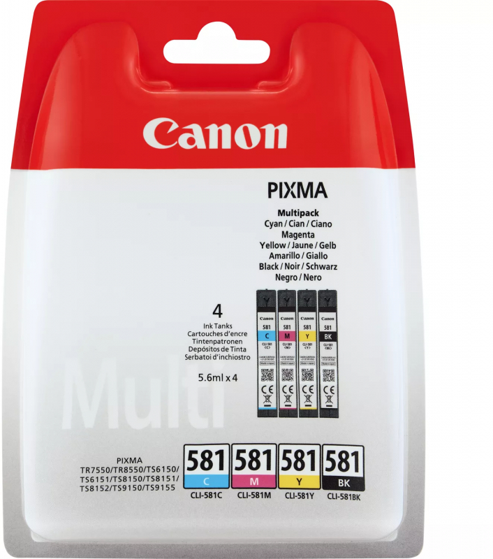 Canon CLI581 Pack de 4 Cartuchos Originales 2103C004
