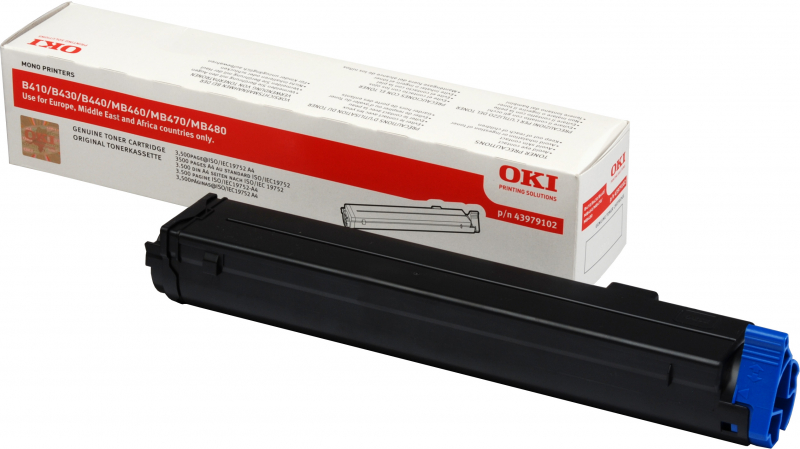 OKI B410 B420 B430 B440 MB460 MB470 MB480 Negro Toner Original 43979102