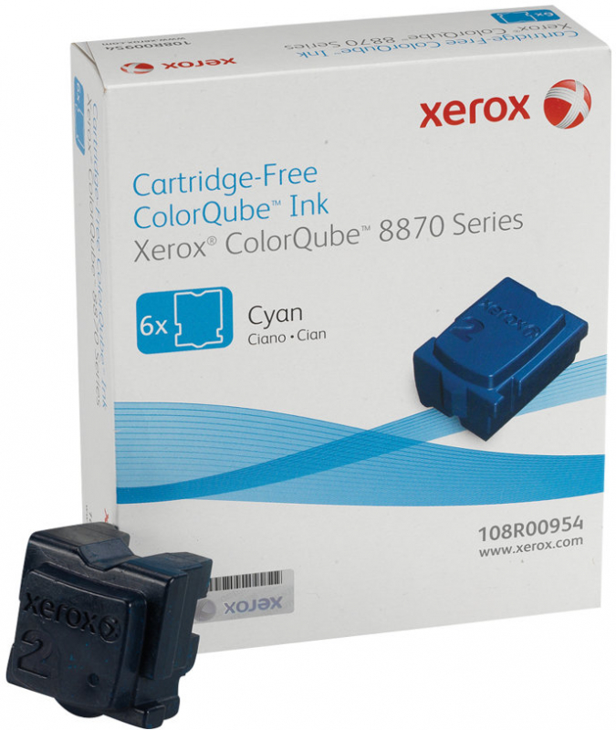 Xerox ColorQube 8870 8880 Cian Pack de 6 Cartuchos de Tinta Solida Originales 108R00954
