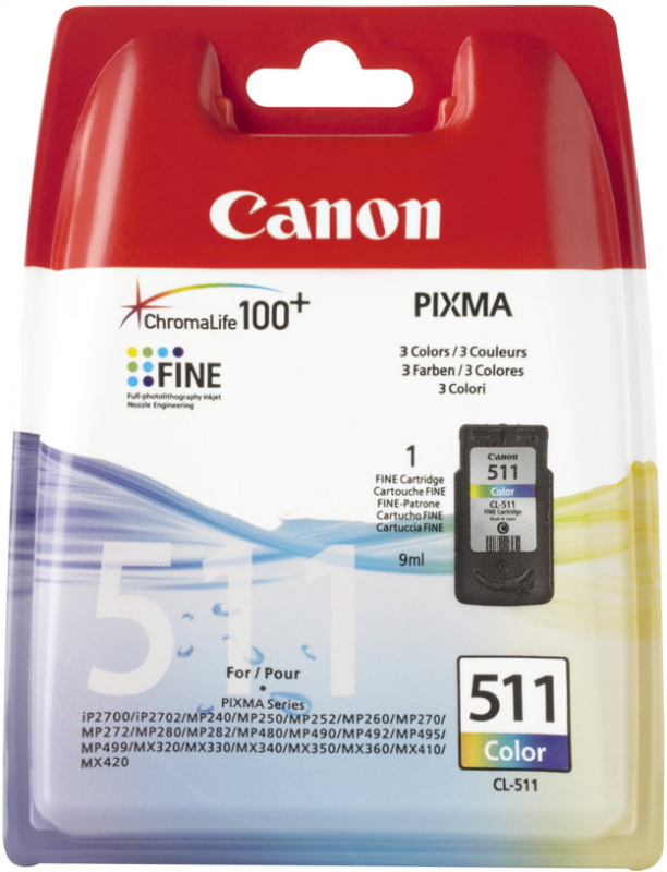 Canon CL511 Color Tinta Original 2972B010 (Blister con alarma)