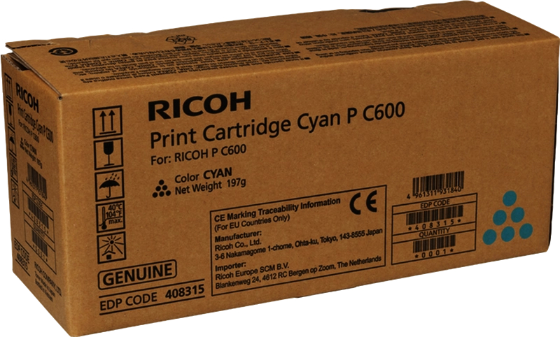 Ricoh PC600 Cian Toner Original 408315 P C600C