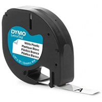 Dymo LetraTag S0721610 S0721660 Cinta de Etiquetas Original para Rotuladora Texto negro sobre fondo blanco Ancho 12mm x 4 metros
