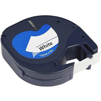 Cinta de Etiquetas Compatible  Dymo LetraTag S0721510 para Rotuladora Texto negro sobre fondo blanco Ancho 12mm x 4 metros (91200