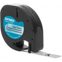 Dymo LetraTag S0721530 Cinta de Etiquetas Original para Rotuladora Texto negro sobre fondo transparente Ancho 12mm x 4 metros (1