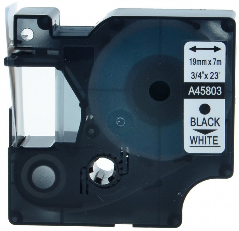 Dymo D1 45803 Cinta de Etiquetas Compatible para Rotuladora Texto negro sobre fondo blanco Ancho 19mm x 7 metros S0720830