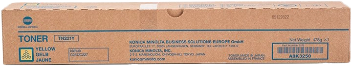 Konica Minolta TN221 Amarillo Toner Original TN221Y A8K3250