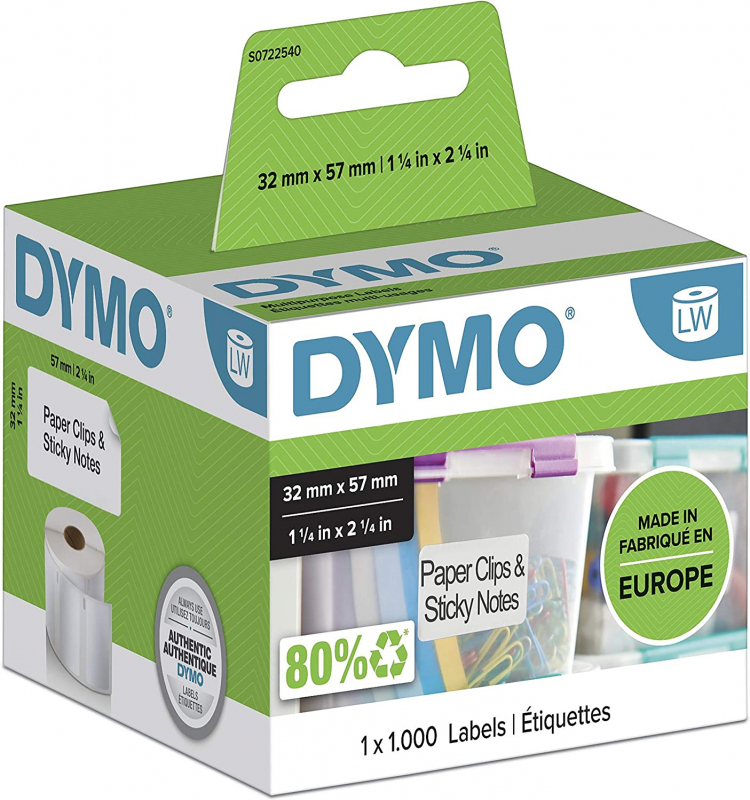 Dymo LW 11354 Etiquetas Originales Multiusos Autoadhesivas 57x32mm 1000 Unidades S0722540