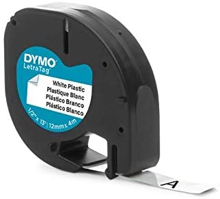 Dymo LetraTag S0721610 S0721660 Cinta de Etiquetas Original para Rotuladora Texto negro sobre fondo blanco Ancho 12mm x 4 metros