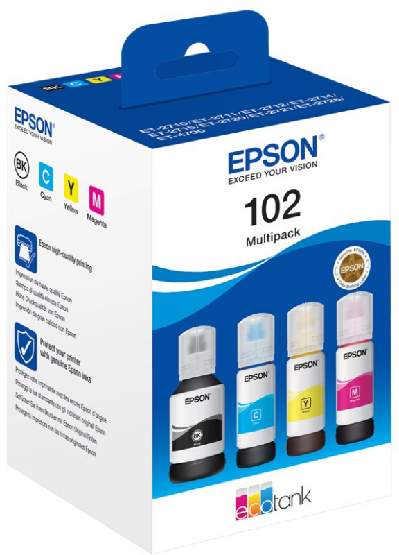 Imagen extra Epson 102 Pack de 4 Botellas de Tinta Originales C13T03R640