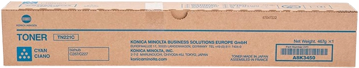 Konica Minolta TN221 Cian Toner Original TN221C A8K3450