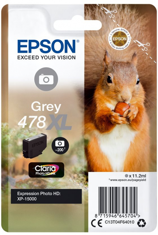 Imagen extra Epson 478XL Gris Tinta Original C13T04F64010