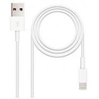 Cable USB-A 2.0 Macho a Lightning Macho 1 metro. Blanco