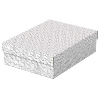 Esselte PACK 3 Cajas Medianas de Almacenamiento con Tapa 265x100x360mm Diseño Blanco con Dibujo