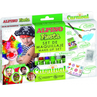 Alpino Fiesta Carnival Pack de Maquillaje con 6 Barritas de Pintura Facial + Pincel + Tatuajes en Calcomania + Lapiz Perfilador y 2 Sobres de Purpurina