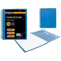 Ingraf Carpeta 40 Fundas Espiral A4 + Sobre con Broche. Azul