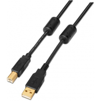 Aisens Cable USB 2.0 Impresora Super Alta Calidad con Ferrita - USB-A Macho a USB-B Macho - 2m - Negro