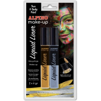 Alpino Make-up Liquid Liner Pack con 2 Botes de Maquillaje Liquido con Aplicador. Oro y Plata