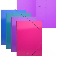 PACK 4 Carpetas de plastico con solapas A4 en colores Vivos. Surtido