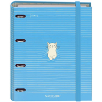 Dohe Santoro Felines Carpeta de 4 Anillas A4 incluído Recambio 100 Hojas. Azul