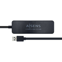 Aisens HUB USB 3.0 - USB-A Macho a 4xUSB-A Hembra - 30cm - Negro