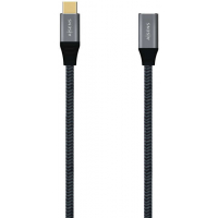 Aisens Cable USB 3.2 GEN2x2 Aluminio 20GBPS 5A 100W - Tipo USB-C Macho-Hembra - 1 metro - Gris