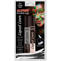 Alpino Make-up Liquid Liner Pack con 2 Botes de Maquillaje Liquido con Aplicador. Blanco y Negro