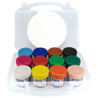 Milan Pack de 12 Botes de Tempera 40ml + 1 Pincel Serie 101 Colores Surtidos