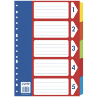 Separadores carton 5 Colores FOLIO - 180gr - Multitaladro de 16 Perforaciones - Bolsa Autoadhesiva Individual. Dohe 