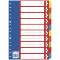 Separadores carton Colores 10 apartados FOLIO - 180mm - Cartulina de 180gr - Multitaladro de 16 Perforaciones - Bolsa Autoadhesiva Individual. Dohe 