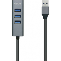 Aisens Hub USB 3.0 Aluminio - USB-A Macho a 4xUSB-A Hembra - 10cm