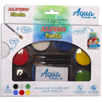 Alpino Fiesta Aqua Make-up Pack con Paleta de Maquillaje Acuarelable con 6 Colores + 2 Pinceles + Esponja y Guia de Uso