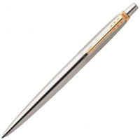 PARKER BOLÍGRAFO JOTTER PUNTA M TINTA AZUL ACERO INOXIDABLE CON ACABADO DORADO