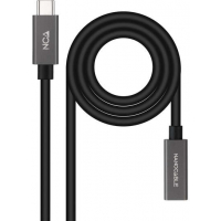 Nanocable Cable USB 3.2 Gen2x2 60W 4K/60Hz USB-C Macho-Hembra - 1.5m - Negro